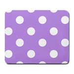 Polka Dots - White on Bright Lavender Violet Large Mousepad