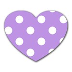 Polka Dots - White on Bright Lavender Violet Heart Mousepad
