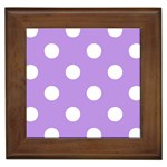 Polka Dots - White on Bright Lavender Violet Framed Tile