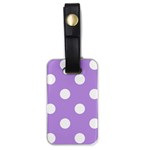 Polka Dots - White on Bright Lavender Violet Luggage Tag (One Side)