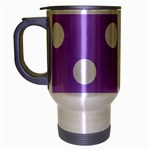 Polka Dots - White on Bright Lavender Violet Travel Mug (Silver Gray)