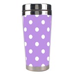 Polka Dots - White on Bright Lavender Violet Stainless Steel Travel Tumbler