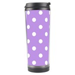 Polka Dots - White on Bright Lavender Violet Travel Tumbler