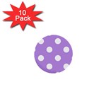 Polka Dots - White on Bright Lavender Violet 1  Mini Button (10 pack)