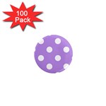 Polka Dots - White on Bright Lavender Violet 1  Mini Magnet (100 pack)