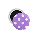 Polka Dots - White on Bright Lavender Violet 1.75  Magnet