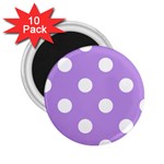 Polka Dots - White on Bright Lavender Violet 2.25  Magnet (10 pack)