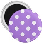 Polka Dots - White on Bright Lavender Violet 3  Magnet