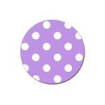 Polka Dots - White on Bright Lavender Violet Magnet 3  (Round)