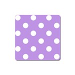 Polka Dots - White on Bright Lavender Violet Magnet (Square)