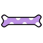 Polka Dots - White on Bright Lavender Violet Magnet (Dog Bone)