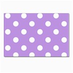 Polka Dots - White on Bright Lavender Violet Postcard 5  x 7 