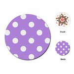 Polka Dots - White on Bright Lavender Violet Playing Cards (Round)