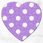 Polka Dots - White on Bright Lavender Violet Jigsaw Puzzle (Heart)