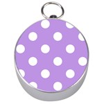 Polka Dots - White on Bright Lavender Violet Silver Compass