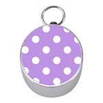 Polka Dots - White on Bright Lavender Violet Silver Compass (Mini)