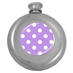 Polka Dots - White on Bright Lavender Violet Hip Flask (5 oz)