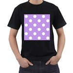 Polka Dots - White on Bright Lavender Violet Men s T-Shirt (Black)