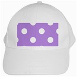 Polka Dots - White on Bright Lavender Violet White Cap