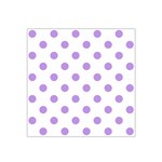 Polka Dots - Bright Lavender Violet on White Satin Bandana Scarf