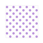 Polka Dots - Bright Lavender Violet on White Small Satin Scarf  (Square)