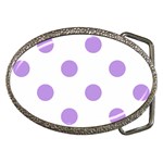 Polka Dots - Bright Lavender Violet on White Belt Buckle