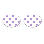 Polka Dots - Bright Lavender Violet on White Cufflinks (Oval)
