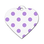 Polka Dots - Bright Lavender Violet on White Dog Tag Heart (One Side)