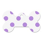 Polka Dots - Bright Lavender Violet on White Dog Tag Bone (One Side)