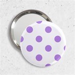 Polka Dots - Bright Lavender Violet on White 2.25  Handbag Mirror