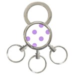 Polka Dots - Bright Lavender Violet on White 3-Ring Key Chain