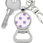 Polka Dots - Bright Lavender Violet on White Bottle Opener Key Chain