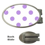 Polka Dots - Bright Lavender Violet on White Money Clip (Oval)