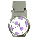Polka Dots - Bright Lavender Violet on White Money Clip Watch