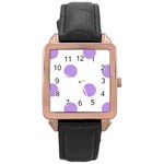 Polka Dots - Bright Lavender Violet on White Rose Gold Leather Watch
