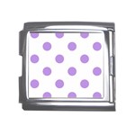 Polka Dots - Bright Lavender Violet on White Mega Link Italian Charm (18mm)