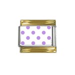 Polka Dots - Bright Lavender Violet on White Gold Trim Italian Charm (9mm)
