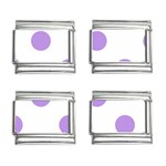 Polka Dots - Bright Lavender Violet on White 9mm Italian Charm (4 pack)