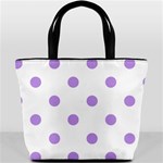 Polka Dots - Bright Lavender Violet on White Bucket Bag