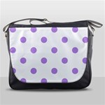 Polka Dots - Bright Lavender Violet on White Messenger Bag