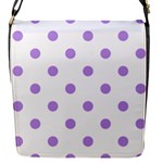 Polka Dots - Bright Lavender Violet on White Flap Closure Messenger Bag (S)