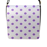 Polka Dots - Bright Lavender Violet on White Flap Closure Messenger Bag (L)