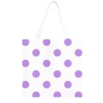 Polka Dots - Bright Lavender Violet on White Grocery Light Tote Bag
