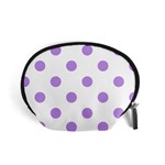 Polka Dots - Bright Lavender Violet on White Accessory Pouch (Small)