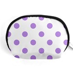 Polka Dots - Bright Lavender Violet on White Accessory Pouch (Medium)
