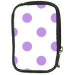 Polka Dots - Bright Lavender Violet on White Compact Camera Leather Case