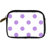 Polka Dots - Bright Lavender Violet on White Digital Camera Leather Case