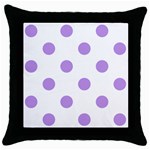 Polka Dots - Bright Lavender Violet on White Throw Pillow Case (Black)