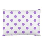 Polka Dots - Bright Lavender Violet on White Pillow Case (One Side)