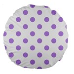 Polka Dots - Bright Lavender Violet on White Large 18  Premium Round Cushion